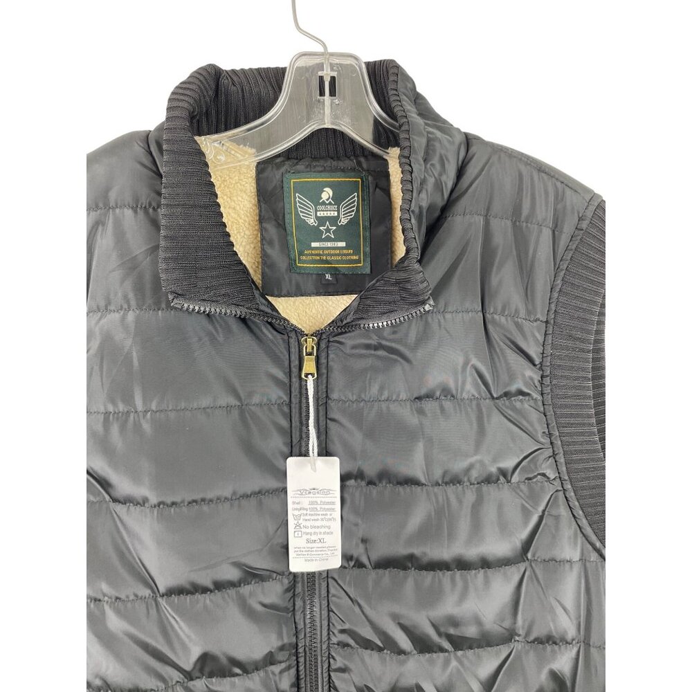 Cool Choice Puffer Vest Mens Size XL Black Sherpa Lined Classic Full Zipper - Picture 3 of 11
